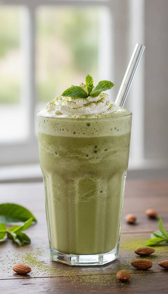 matcha smoothie in glass